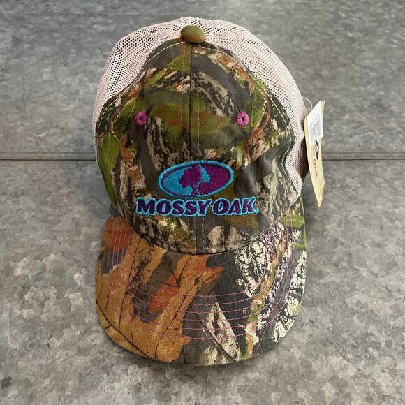 NWT Mossy Oak Embroidered Camo Mesh Hat Cap Blue Purple Hunting Outdoor Trucker - Picture 2 of 10